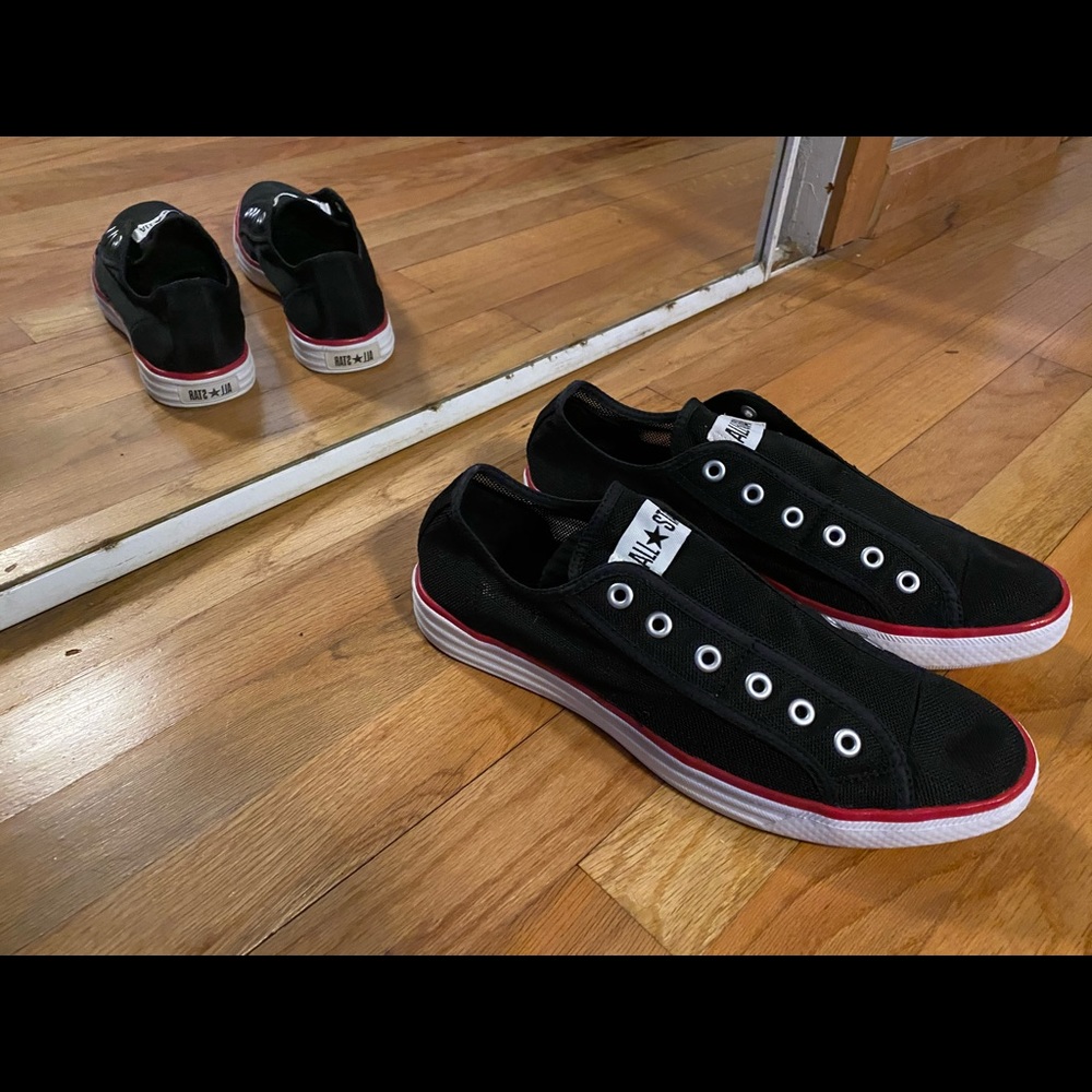 Rare canvas net slip on converse with foam soles